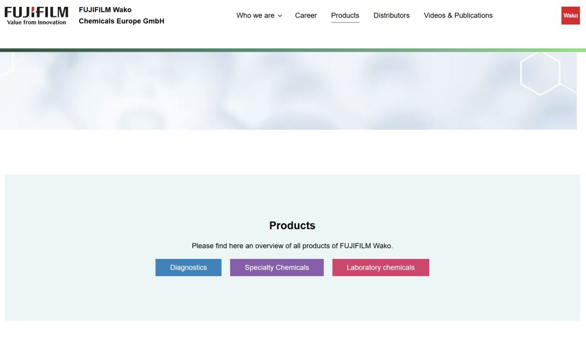 IGZ Instruments, Fujifilm Wako Produkte (Online-Katalog)